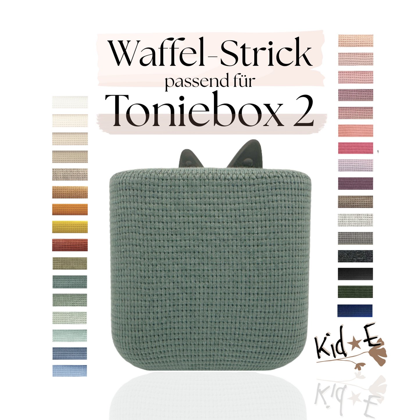 Kid E Handmade Toniebox 2 Bezug Schutzbezug Waffel Strick Jersey Hülle Bestseller Meistverkauft
