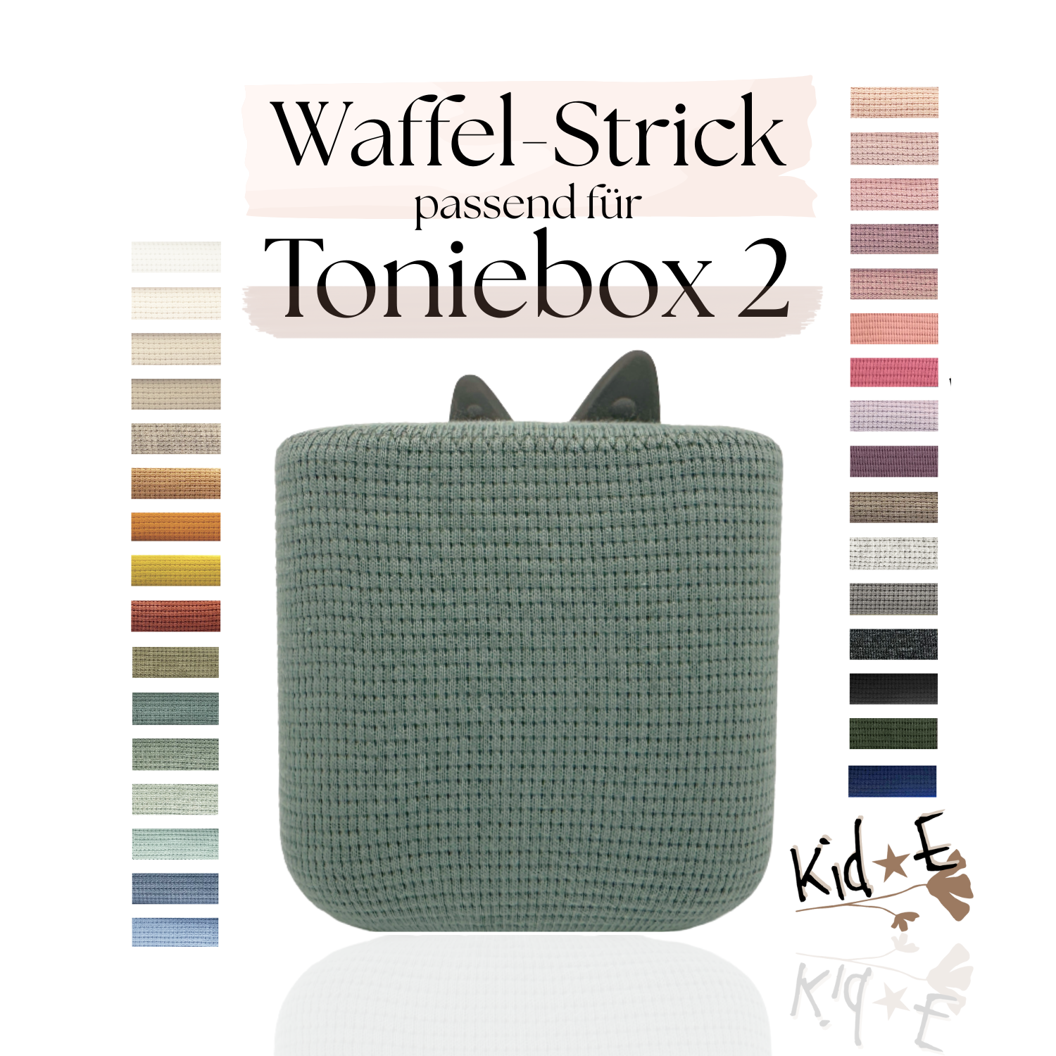 Kid E Handmade Toniebox 2 Bezug Schutzbezug Waffel Strick Jersey Hülle Bestseller Meistverkauft