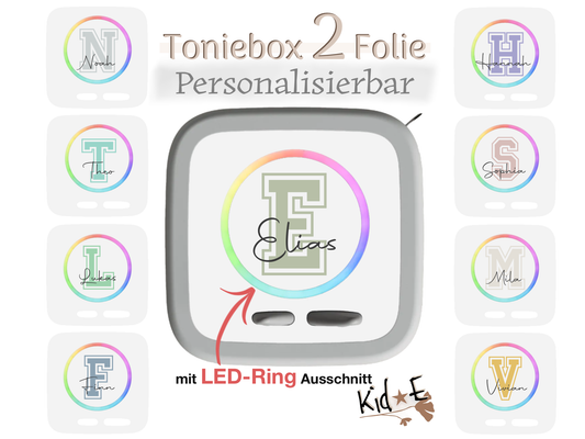 Bestseller Meistverkauft Toniebox 2 Schutzfolien Aufkleber - Kid E Handmade Zubehör mit Name personalisiert Initial Alphabet