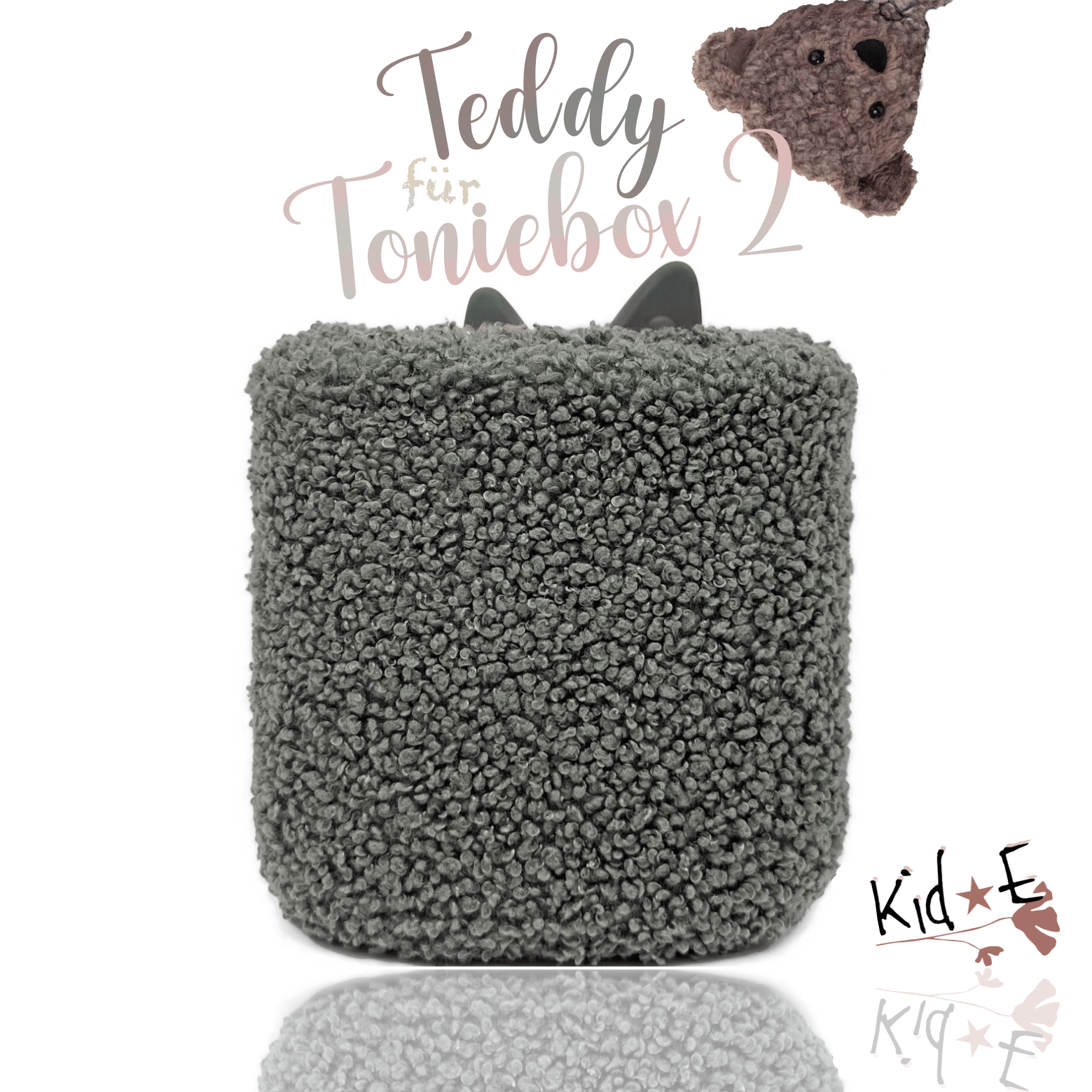 Kid E Handmade Toniebox 2 Bezug Schutzbezug Teddy Dunkel Grau
