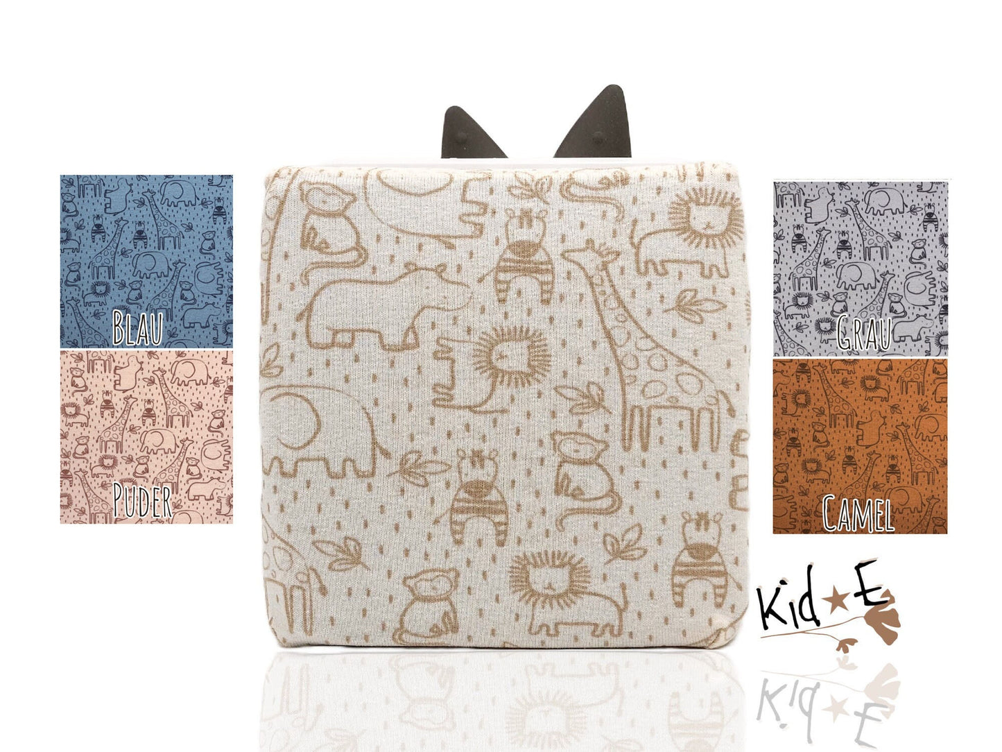 Kid E Handmade Toniebox Bezug Schutzbezug Safari Beige Blau Grau Braun