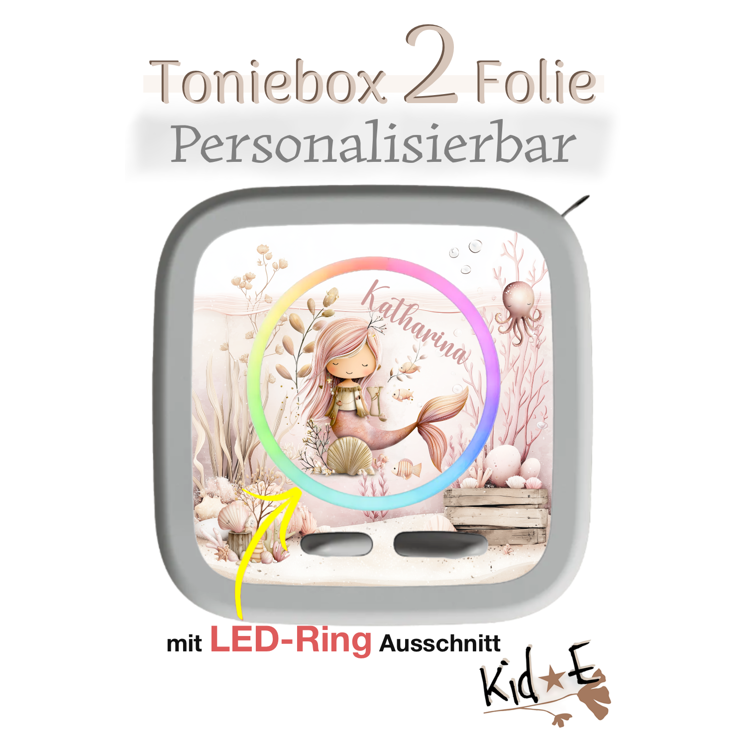 Toniebox 2 Schutzfolie Aufkleber Mermaid Girl Zubehör mit Name personalisiert