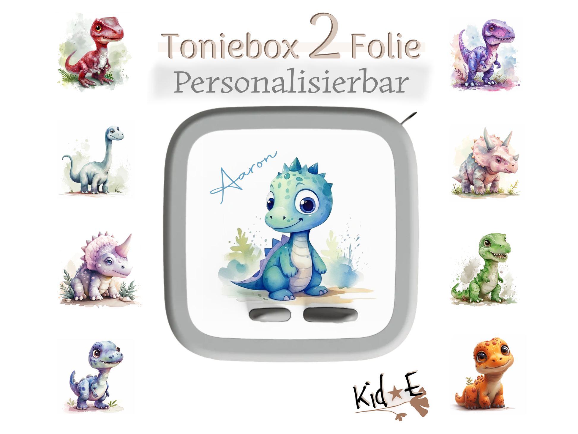 Toniebox 2 Schutzfolien Aufkleber - Kid E Handmade Dino Dinosaur Dinosaurier Zubehör personalisiert