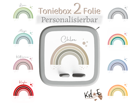 Toniebox 2 Schutzfolien Aufkleber - Kid E Handmade Colorful Rainbow Regenbogen Zubehör personalisiert