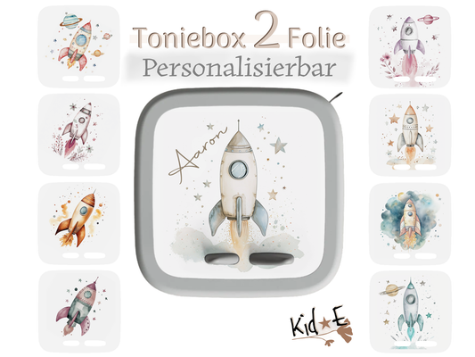 Toniebox 2 Schutzfolien Aufkleber von Kid E Handmade Rakete Weltall Rocket Astronaut Zubehör