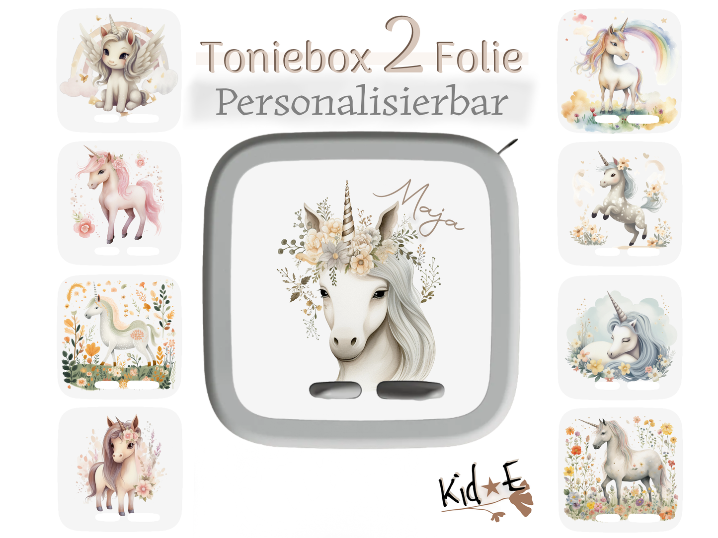 Toniebox 2 Schutzfolien Aufkleber Unicorn Einhorn Zubehör von Kid E Handmade