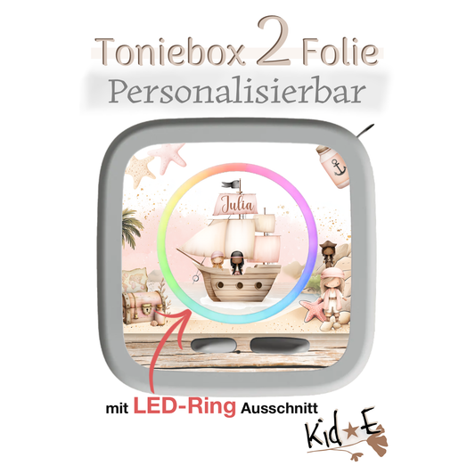 Toniebox 2 Schutzfolien Aufkleber Folie - Kid E Handmade Zubehör mit Name personalisiert Pirat Mädchen