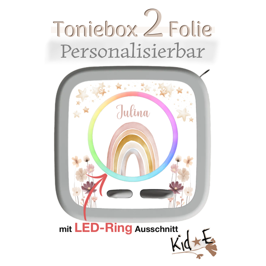 Toniebox 2 Schutzfolien Aufkleber Folie - Kid E Handmade Zubehör mit Name personalisiert Regenbogen Rose Rosa Gold Minimalist