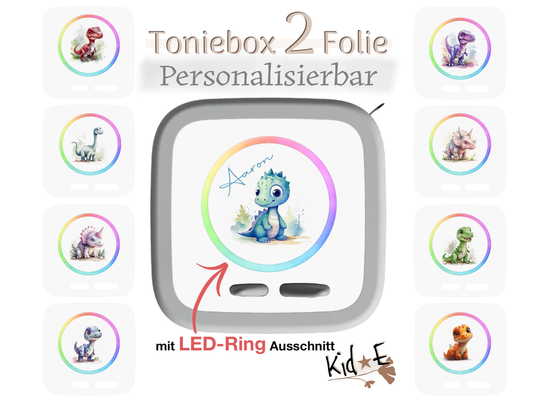Toniebox Zubehör personalisiert mit Name Dino Folie