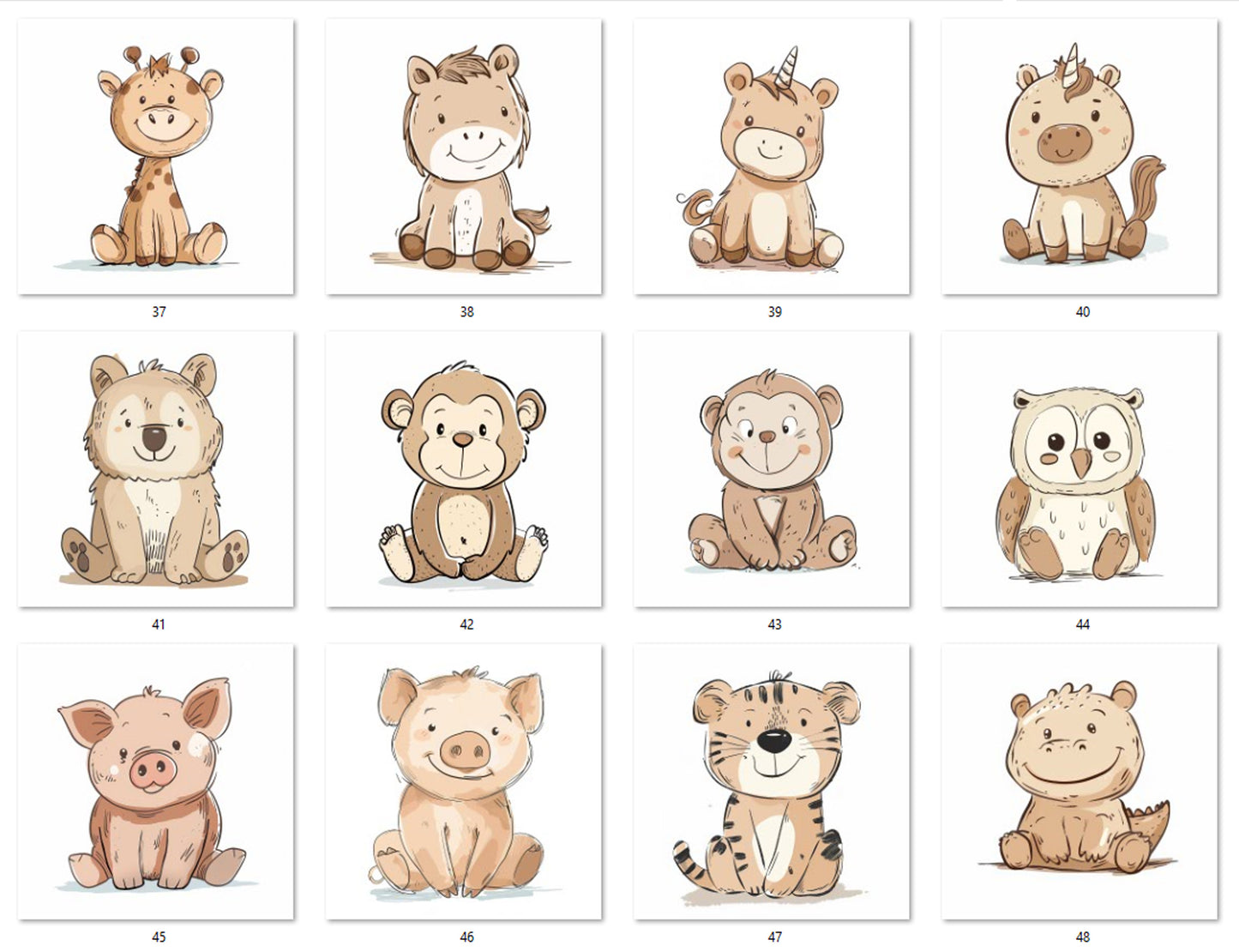 M35a - Animals Minimalist Beige (Toniebox 2)