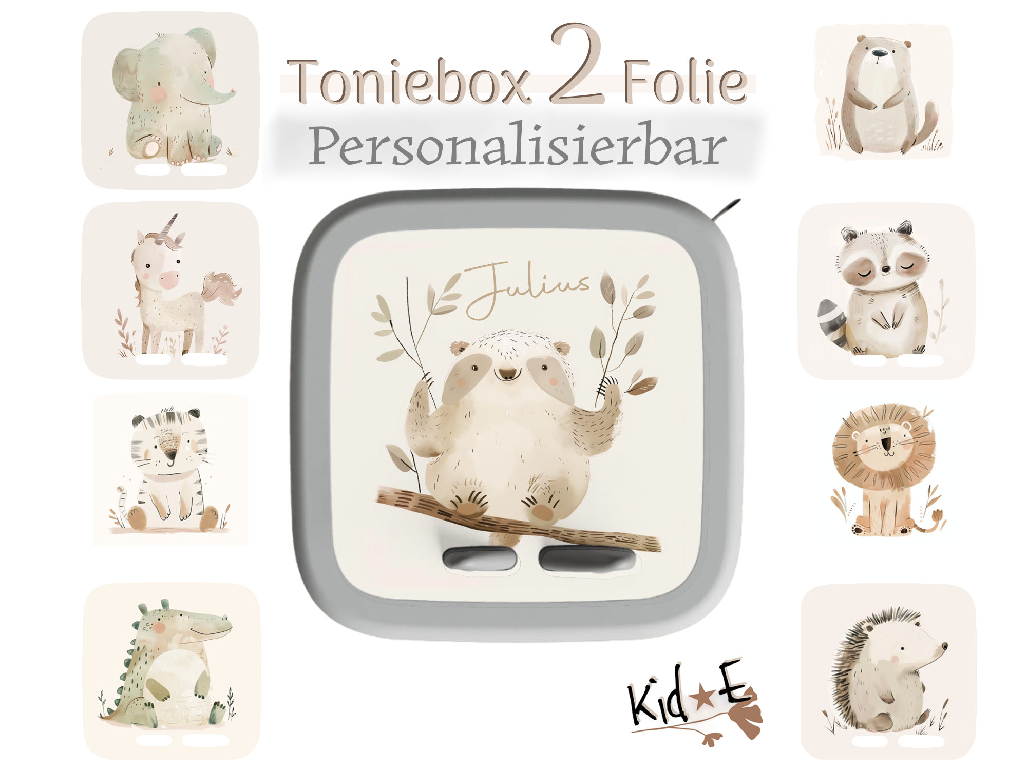 Toniebox 2 Schutzfolien - Kid E Handmade Aufkleber Zubehör personalisiert mit Name